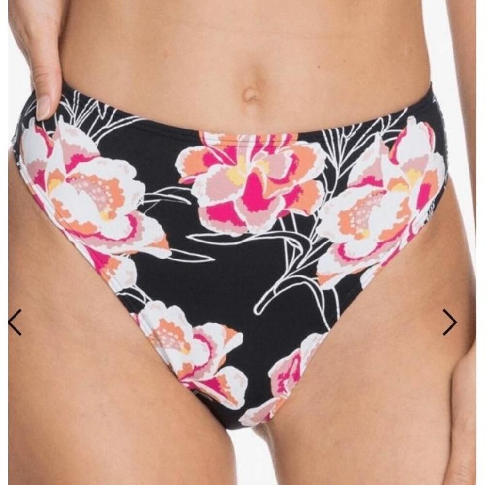 Roxy Large black floral Printed Beach Classics High Waist Bikini Bottoms